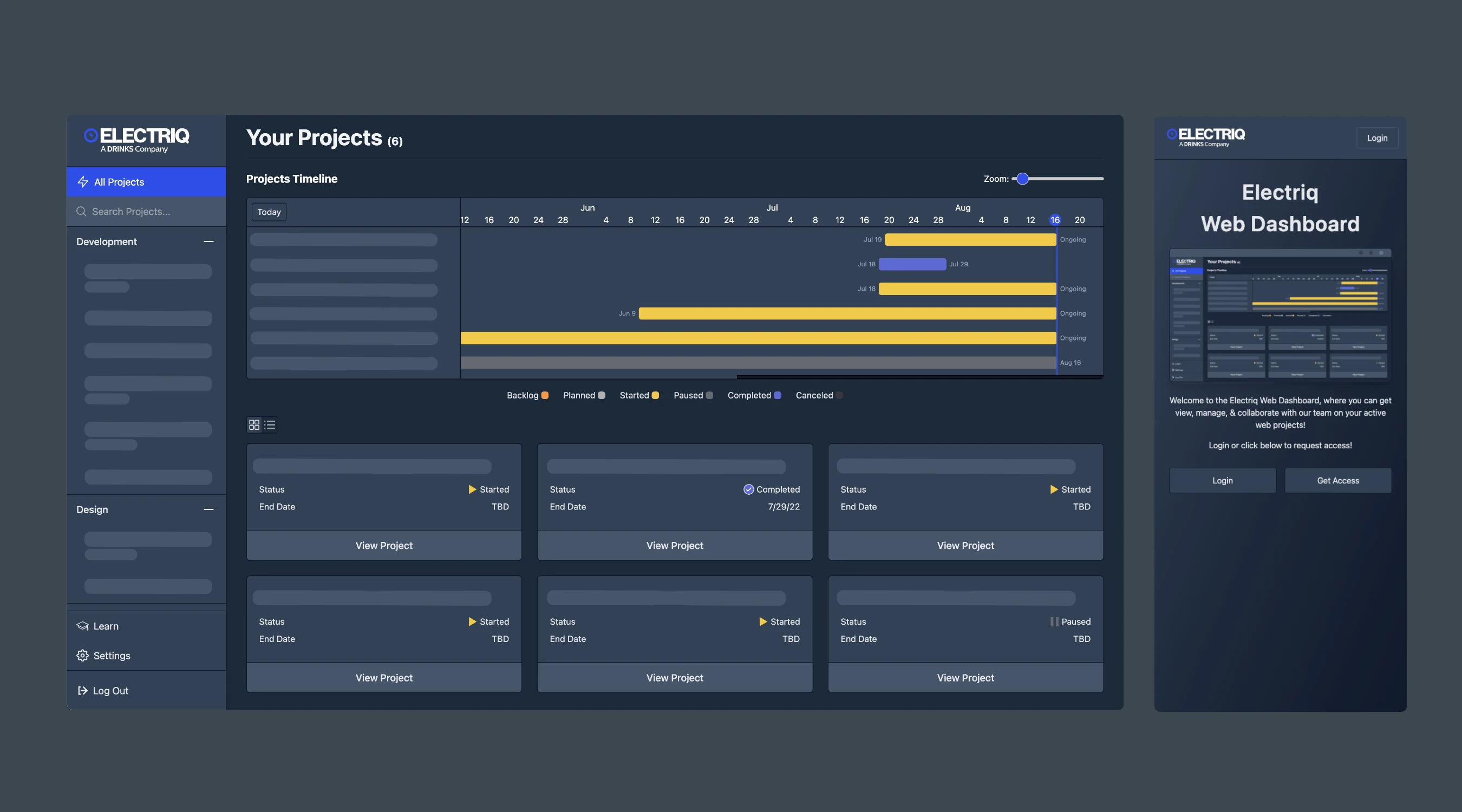 Electriq Dashboard project preview